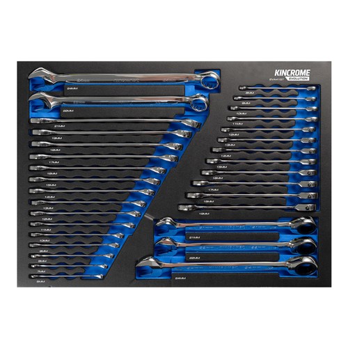 EVOLUTION 32 Piece Gear & Combination Spanners EVA Tray 