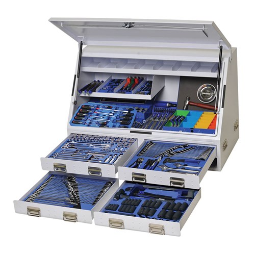 Upright Truck Box Tool Kit 386 Piece 4 Drawer (47") White