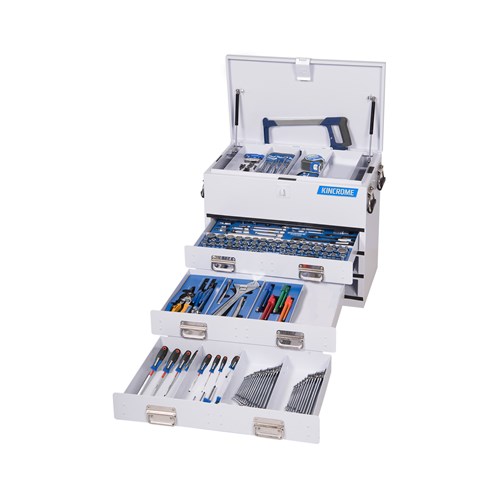 Truck Box Tool Kit 219 Piece 3 Drawer (28") White